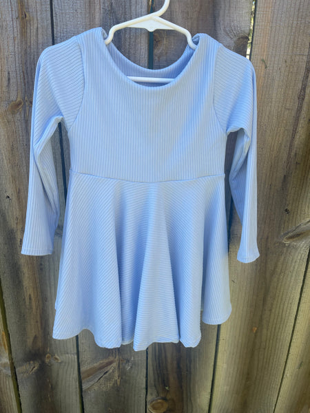 RTS Blue Ribbed LS Peplum 4T